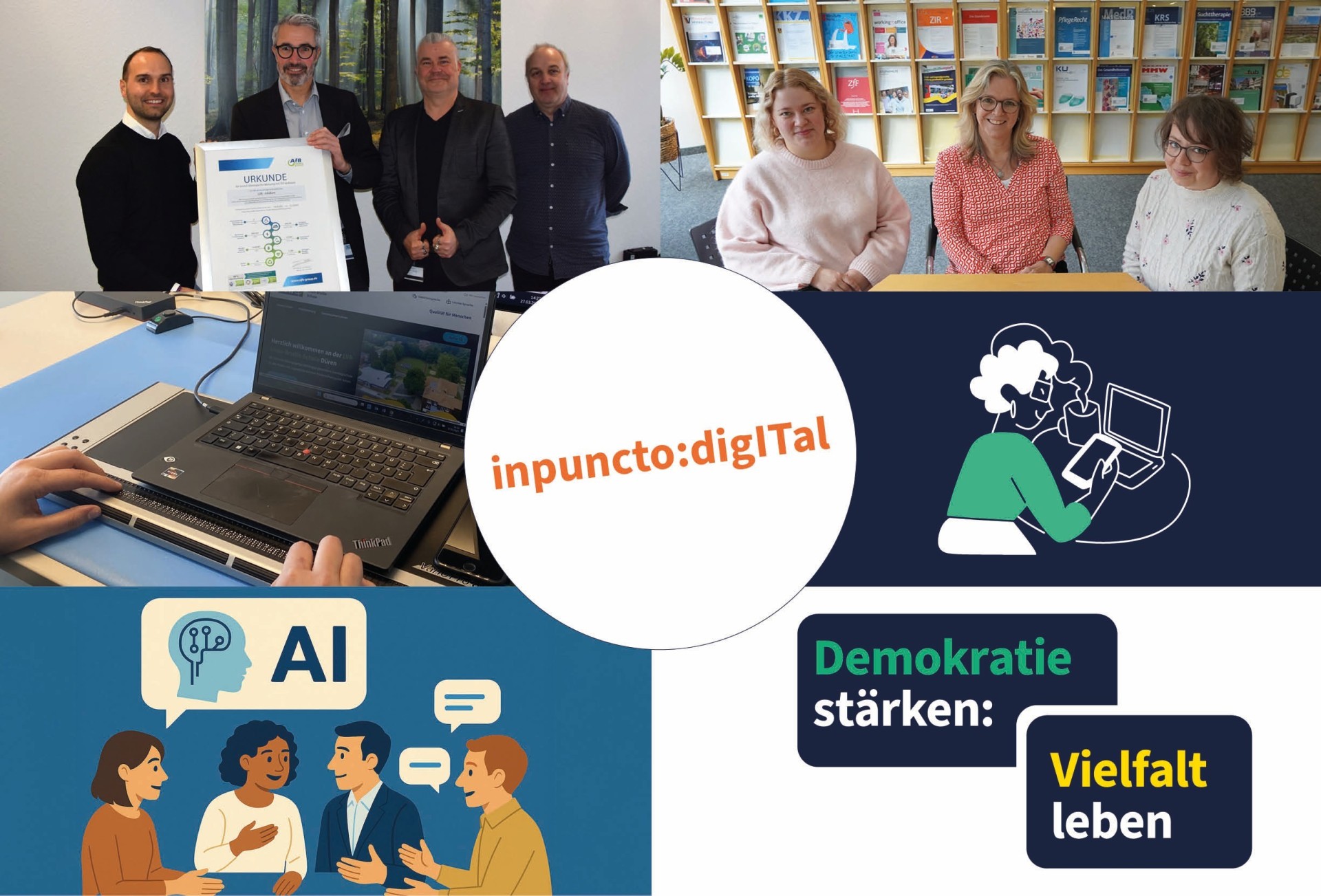 Bildcollage aus den verschiedenen Themen der inpuncto:digITal