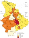 Das Bild zeigt eine Karte des Rheinlands, unterteilt in Mitgliedskörperschaften. 