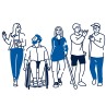 Man sieht eine Illustration von Menschen mit und ohne Behinderung
