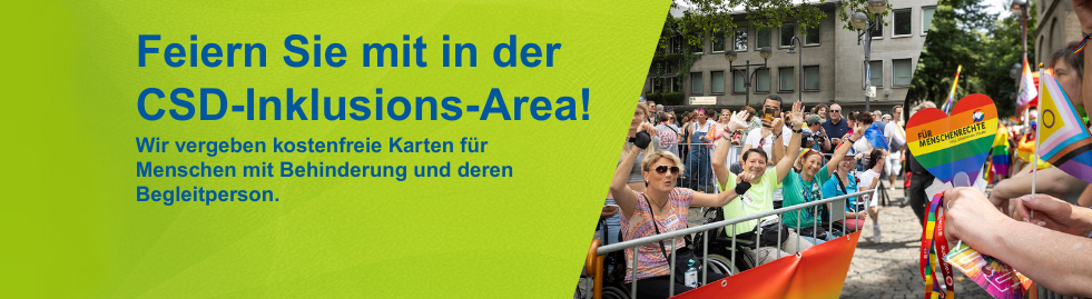 Fotocollage feiernder Menschen in der CSD-Inklusions-Area. 