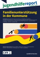 Titelseite des Jugendhilfereports; zeigt drei Personen, die Schieberegler bewegen; einer davon befindet sich auf dem sogenannten LVR-Flow