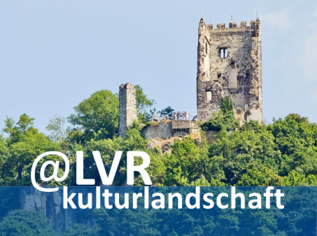 Profilbild des Instagram-Kanals der LVR-Kulturlandschaftspflege. Burgruine Drachenfels und Schriftzug "LVR-Kulturlandschaft".