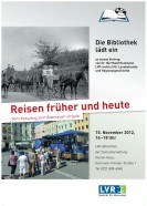 Plakat zur Veranstaltung. Mit einer historischen Aufnahme einer Pferdekutsche und einer modernen Aufnahme eines Reisebusses
