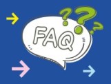 Grafik: Sprechblase mit FAQ auf blauem Hintergrund